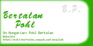 bertalan pohl business card